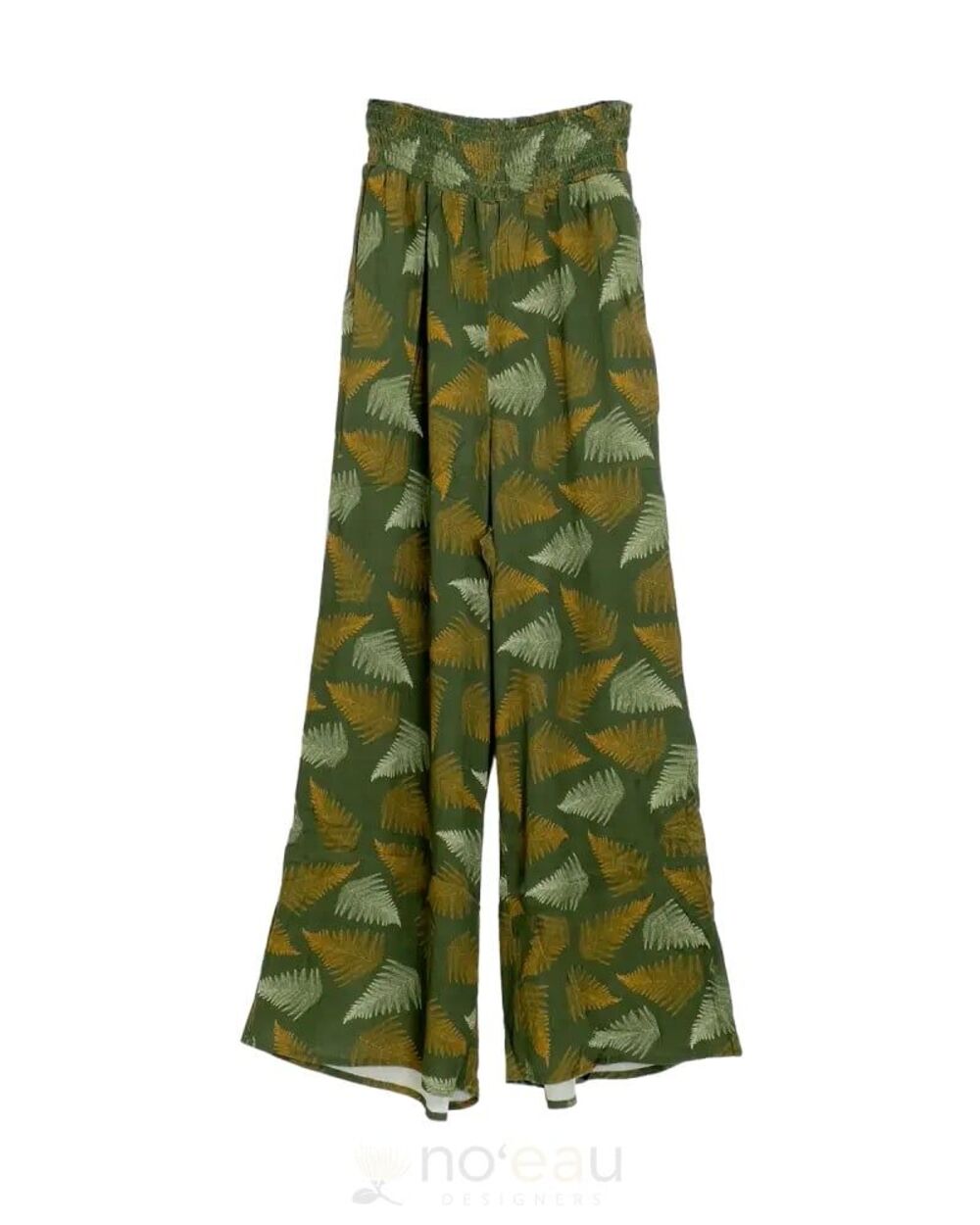 Noeau NWT Hoonanea Palapalai Leaves Palazzo Wide Leg Smocked Waist Pants L